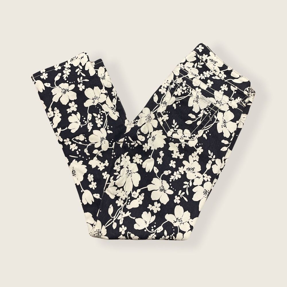 Seven 7 Black & White Floral Skinny Jeans 4
